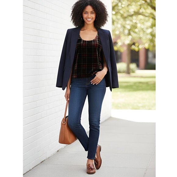 J. Crew Tartan Tank Top Velvet Black Red Gold Size 4 NWT - Picture 13 of 13